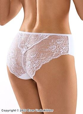 Romantic panties, soft cotton, lace back, plain front